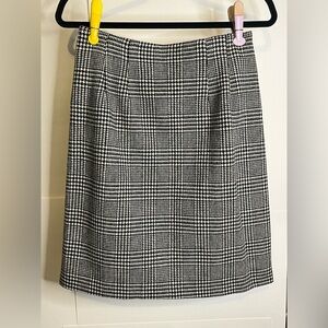 Vintage 90s Savannah Petite Size 10P Houndstooth Wool Blend Pencil Skirt EUC